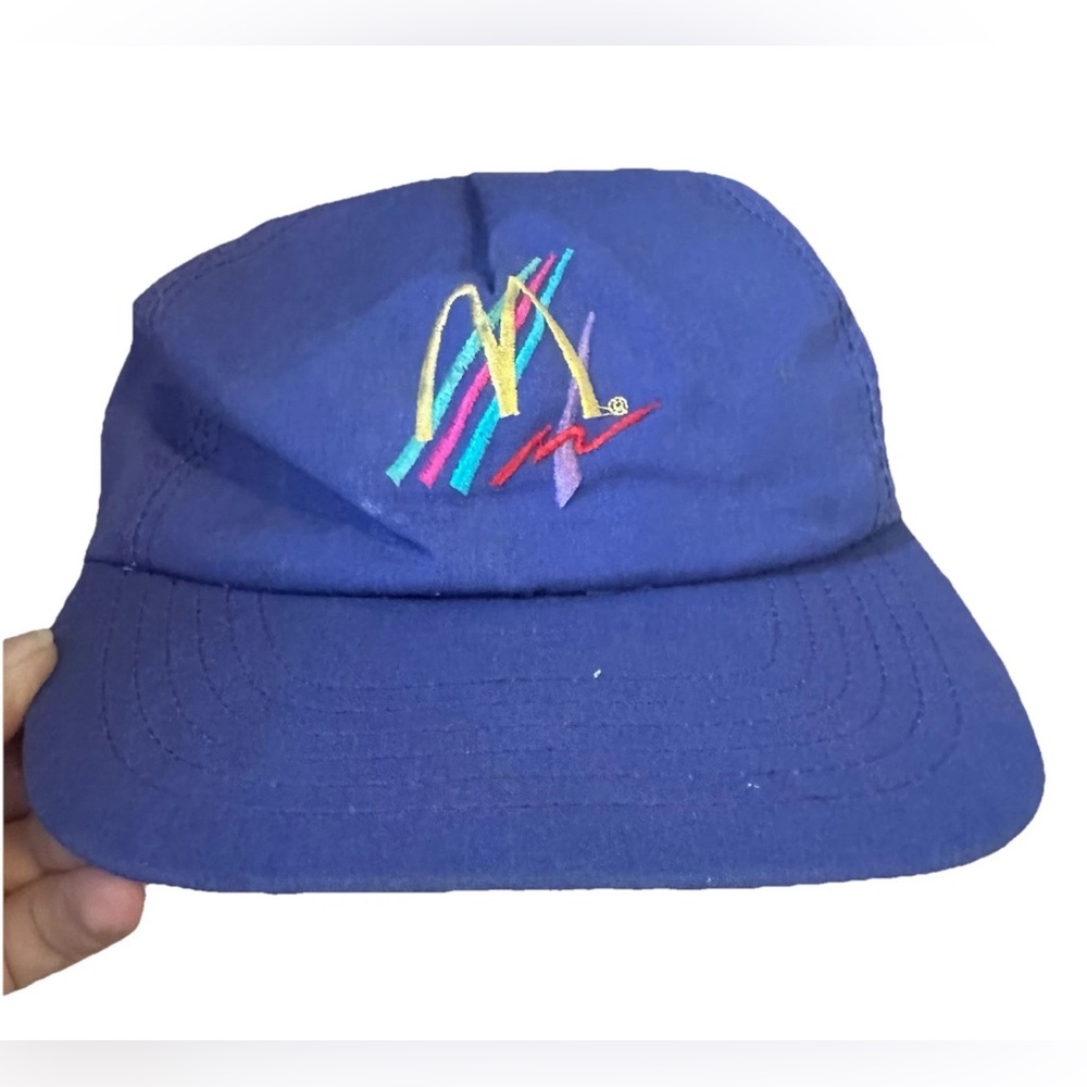 Rare Vintage 90’s Purple McDonald’s Uniform Snapback Hat Some Spots Didn’t Treat